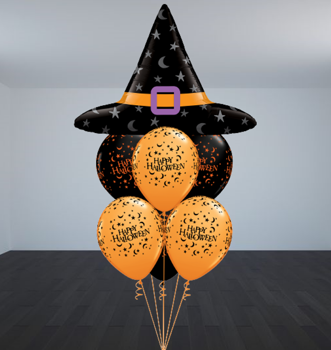 Halloween Hat & Latex Balloon Bouquet