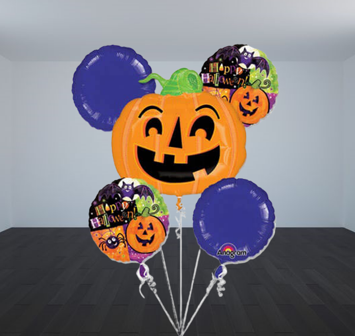 Happy Halloween Pumpkin Foil Balloon Bouquet