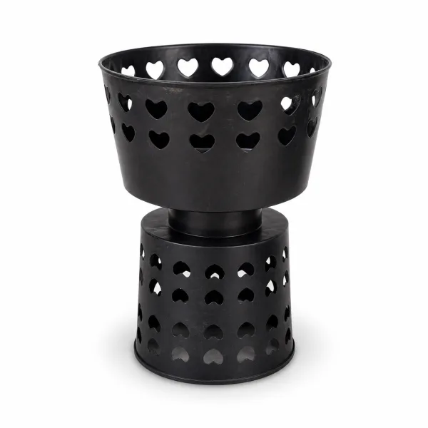 PLASTIC VASE WITH HEART  MESH BLACK (27*17.5*14CMS)