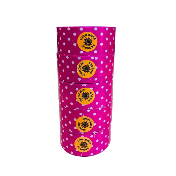 FUCHSIA POLKA DOT PRINT CURLING RIBBON (5 Pcs) 20 Yards