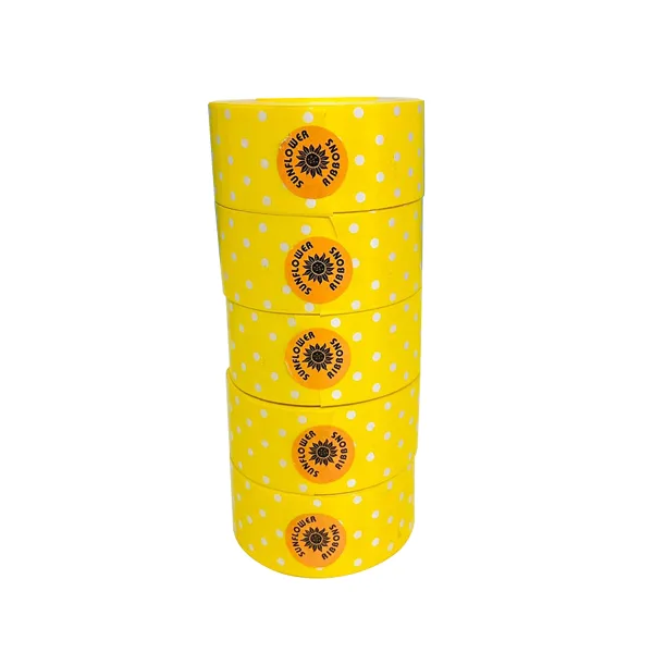 YELLOW POLKA DOT PRINT CURLING RIBBON (5 Pcs) 20 Yards