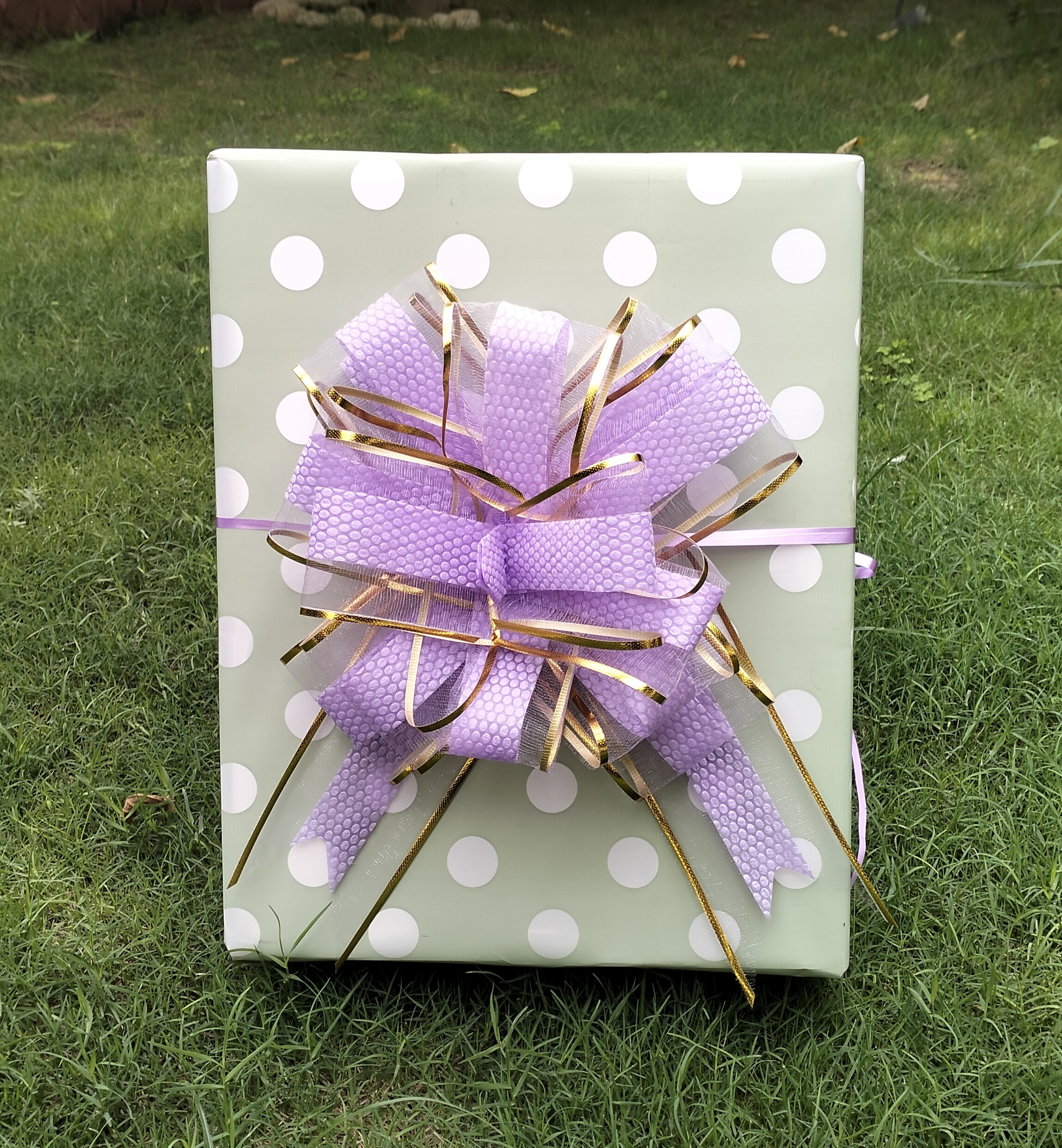 Puller Bow Organza Honeycomb Goldline 64mm