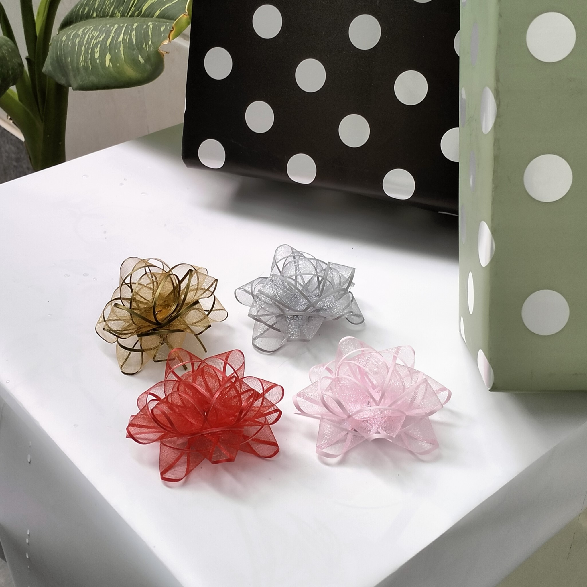 Star Puller Bow 3inch Mix (Red, Pink, Gold Silver) 24pcs