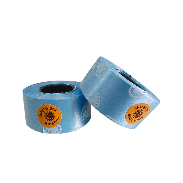 SKY BLUE HEART PRINT CURLING RIBBON (5 Pcs) 20 Yards