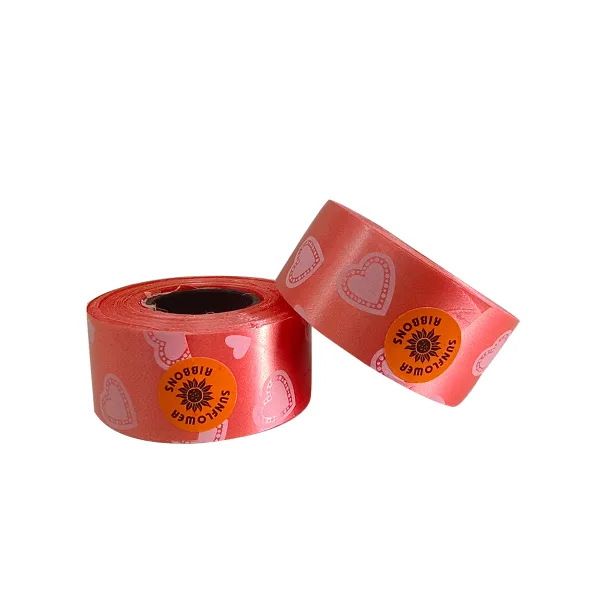 ORANGE HEART PRINT CURLING RIBBON (5 Pcs) 20 Yards
