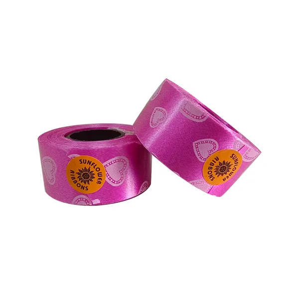 PINK HEART PRINT CURLING RIBBON (5 Pcs) 20 Yards