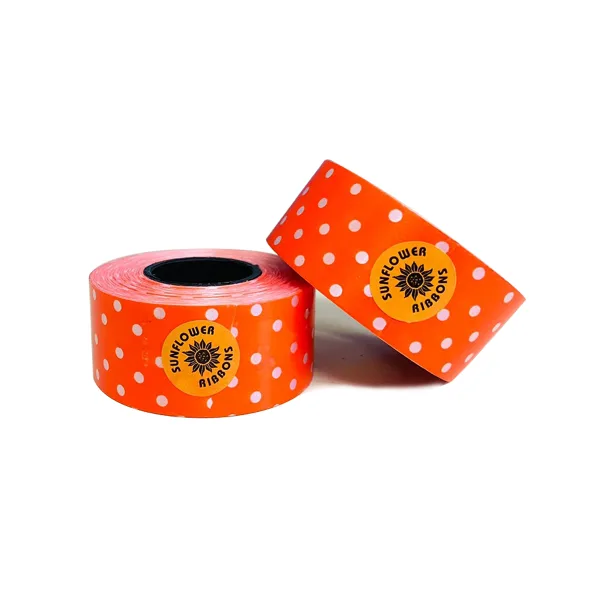 ORANGE POLKA DOT PRINT CURLING RIBBON (5 Pcs) 20 Yards