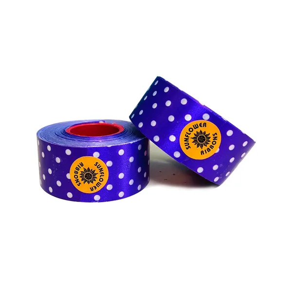 PURPLE POLKA DOT PRINT CURLING RIBBON (5 Pcs) 20 Yards