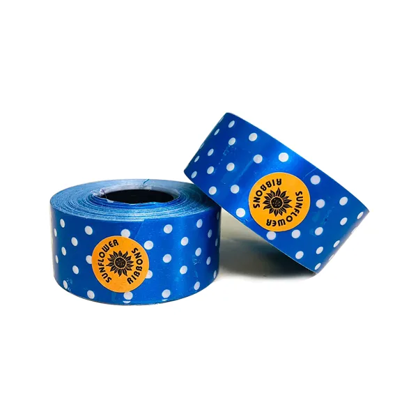 ROYAL BLUE POLKA DOT PRINT CURLING RIBBON (5 Pcs) 20 Yards