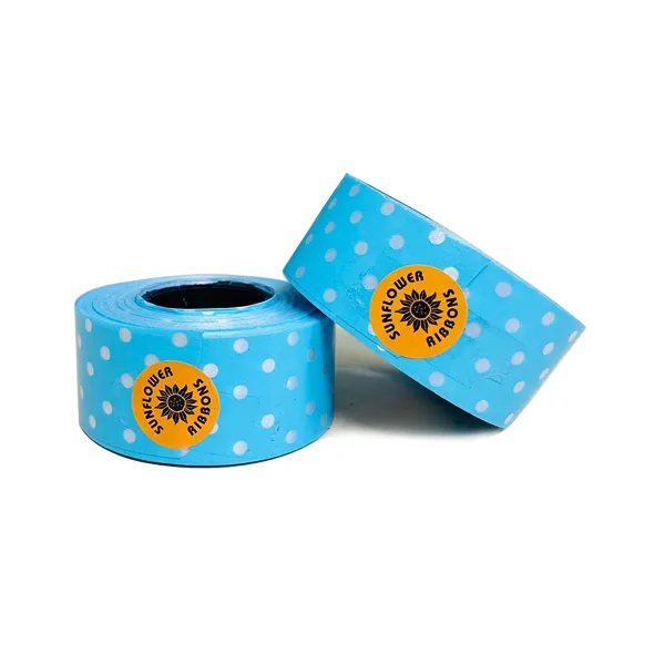 SKY BLUE POLKA DOT PRINT CURLING RIBBON (5 Pcs) 20 Yards