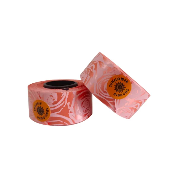 ORANGE HEART PRINT CURLING RIBBON (5 Pcs) 20 Yards