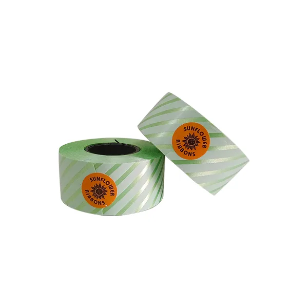 LIGHT GREEN HEART PRINT CURLING RIBBON (5 Pcs) 20 Yards