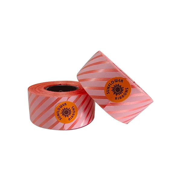 ORANGE HEART PRINT CURLING RIBBON (5 Pcs) 20 Yards