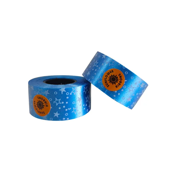 BLUE HEART PRINT CURLING RIBBON (5 Pcs) 20 Yards