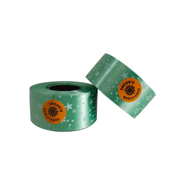 GREEN HEART PRINT CURLING RIBBON (5 Pcs) 20 Yards