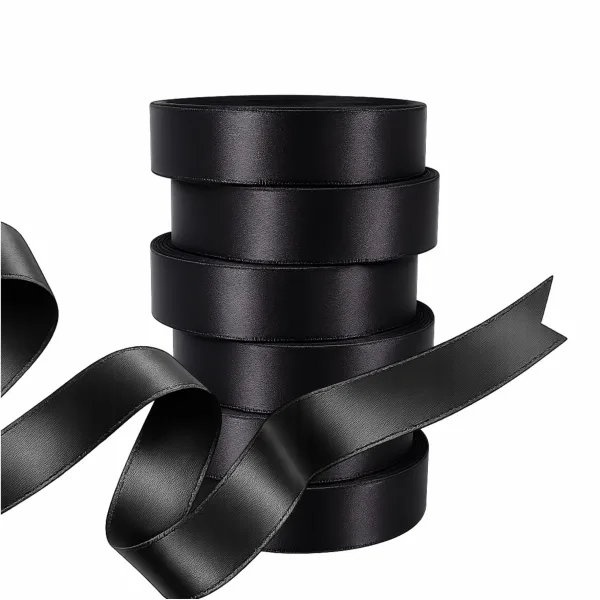 Satin Ribbon 25mm x 18mtr- Black (6pcs)