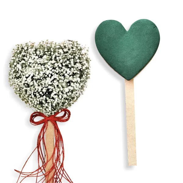 Lolly Heart 6"x15" with wooden ply handle (4 pcs) Sunflower Floral Foam