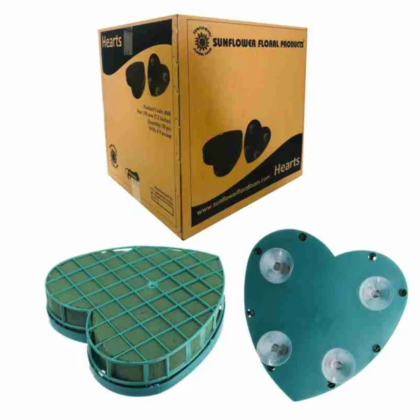 Heart 8" (2 Pcs) Sunflowr Floral Foam with Plastic Cover Tray