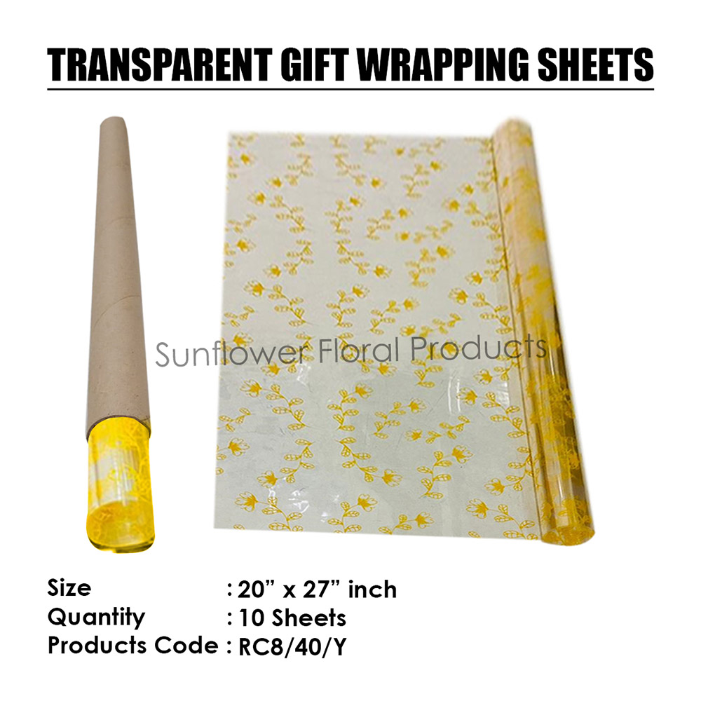 YELLOW SINGLE FLOWER 40 MICRON CELLOPHANE ROLLS YELLOW SINGLE FLOWER 40 MICRON CELLOPHANE ROLLS