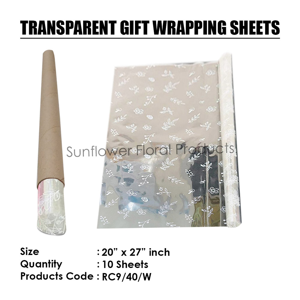 WHITE PLANT AND FLOWER 40 MICRON CELLOPHANE ROLLS WHITE PLANT AND FLOWER 40 MICRON CELLOPHANE ROLLS