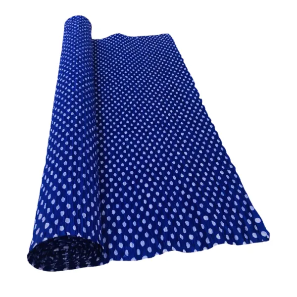 WHITE POLKA DOT ON D. BLUE CREPE ROLLS (2 Rolls) 19" x 2.5Mtrs