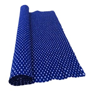 WHITE POLKA DOT ON D. BLUE CREPE ROLLS (2 Rolls) 19" x 2.5Mtrs