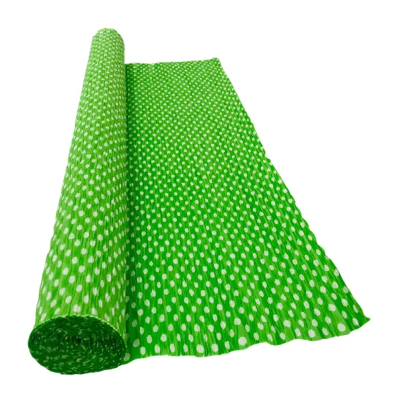 WHITE POLKA DOT ON PARROT GREEN CREPE ROLLS (2 Rolls) 19" x 2.5Mtrs