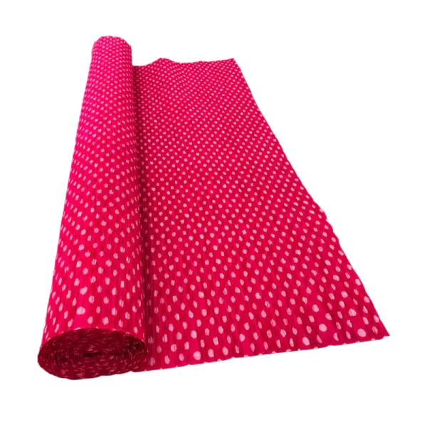 WHITE POLKA DOT ON ROSE CREPE ROLLS (2 Rolls) 19" x 2.5Mtrs