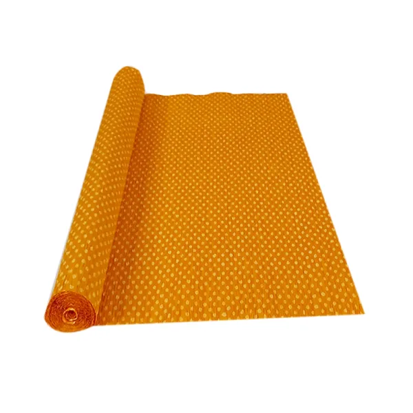 YELLOW POLKA DOT ON ORANGE CREPE ROLLS (2 Rolls) 19"x2.5Mtrs