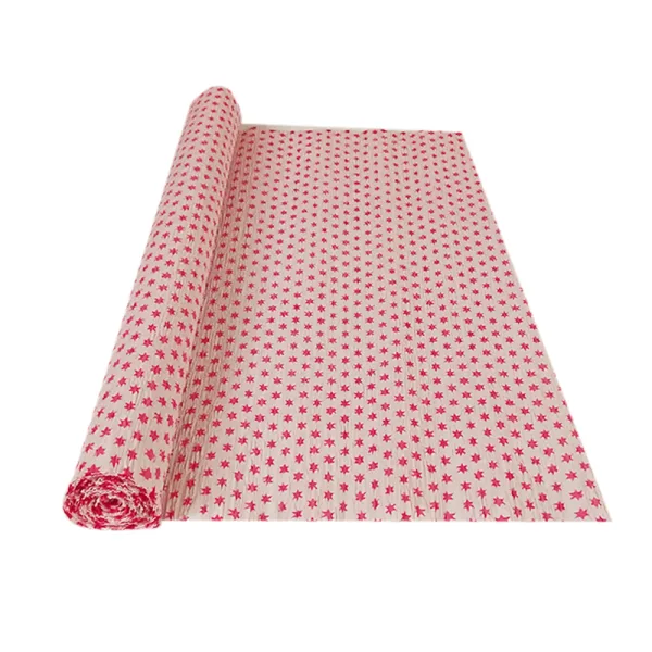 ROSE STAR PRINT ON WHITE CREPE ROLLS (2 Rolls) 19"x2.5Mtrs