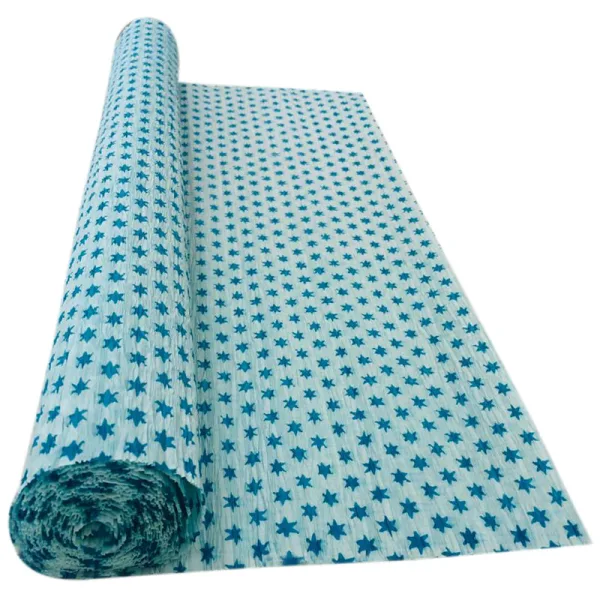 LIGHT BLUE STAR PRINT CREPE ROLLS (2 Rolls) 19" x 2.5Mtrs