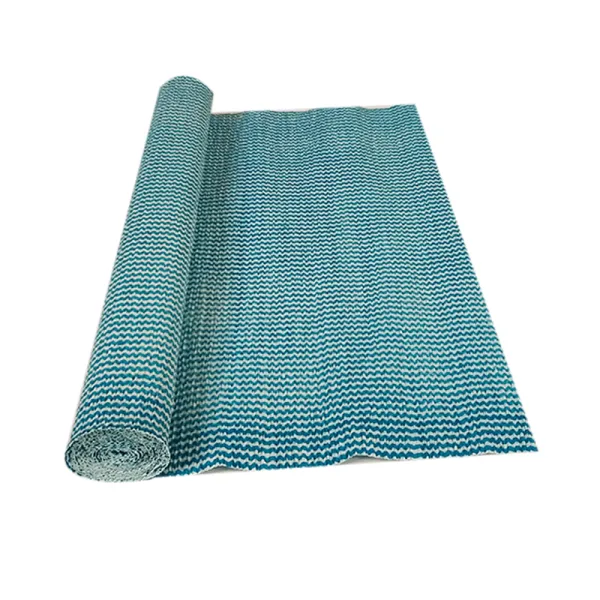 WHITE ZIG ZAG ON TEAL BLUE CREPE ROLLS (2 Rolls) 19"x2.5Mtrs