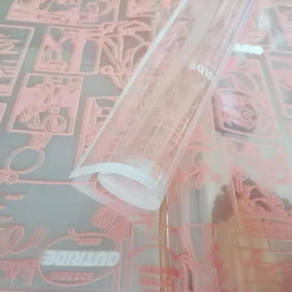 D17(01) Pink Comic Print with White Edge Frosted (20 Sheets) 58cm x 58cm