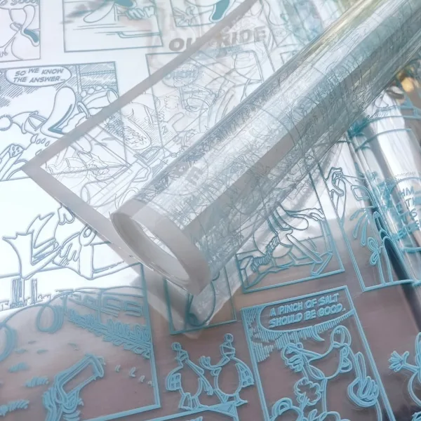 D17(04) Sky Blue Comic Print with White Edge Frosted (20 Sheets) 58cm x 58cm