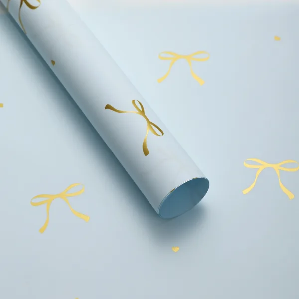 D10(01) Ribbon Bow Printed Korean Sheets  "Blue"(20 Sheets) 58cm x 58cm