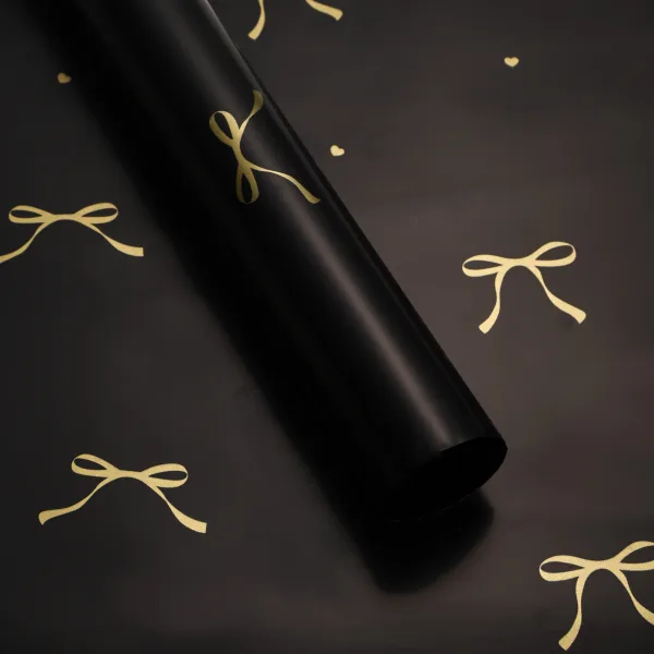 D10(03) Ribbon Bow Printed Korean Sheets  "Black" (20 Sheets) 58cm x 58cm