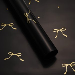 D10(03) Ribbon Bow Printed Korean Sheets  "Black" (20 Sheets) 58cm x 58cm