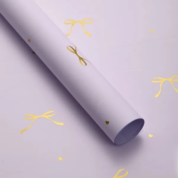 D10(04) Ribbon Bow Printed Korean Sheets  "Lavender" (20 Sheets) 58cm x 58cm