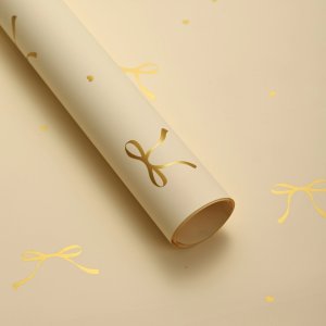 D10(07) Ribbon Bow Printed Korean Sheets  "Cream" (20 Sheets) 58cm x 58cm