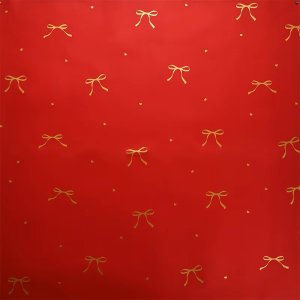 D10(08) Ribbon Bow Printed Korean Sheets  "Red" (20 Sheets) 58cm x 58cm