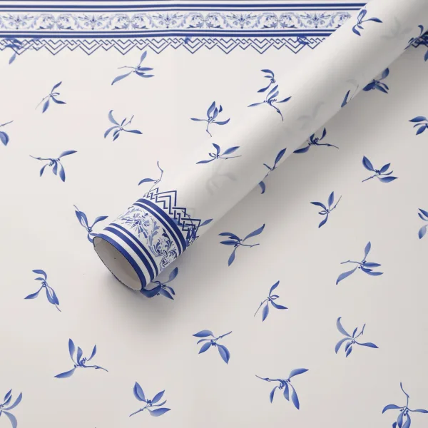 D12(01) New Leaf Print Korean Sheet "White" (20 Sheets) 58cm x 58cm