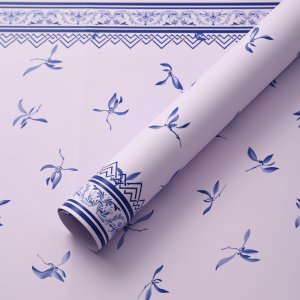 D12(03) New Leaf Print Korean Sheet "L Blue" (20 Sheets) 58cm x 58cm