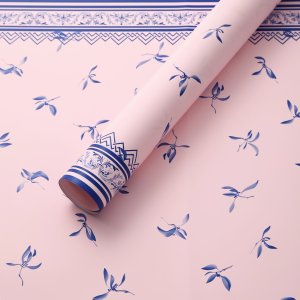 D12(06) New Leaf Printed korean Paper "L. Pink" (20 Sheets) 58cm x 58cm