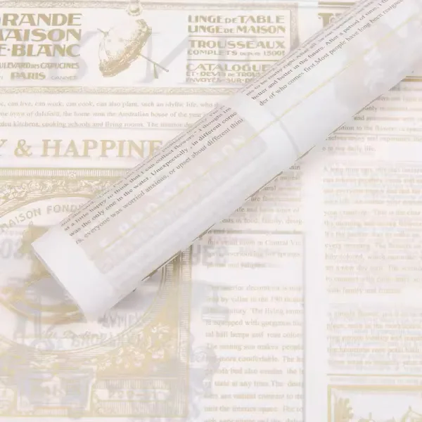 D15A(02) Translucent News Paper Print, (20 Sheets) 57cm x 57cm "White & Gold"