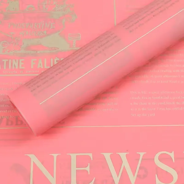 D15A(05) Translucent News Paper Print, (20 Sheets) 57cm x 57cm "Hot Pink & Gold"