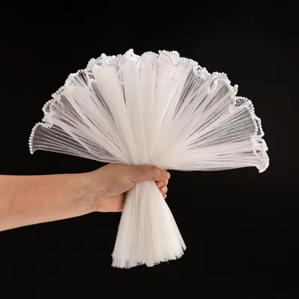D22A(02) WAVE WRAPPING MESH WITH PEARL (1 Packet) Size 28cm x 2.5 Yards "WHITE "