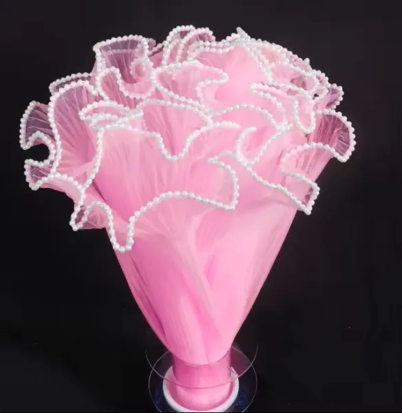 D22A(03) WAVE WRAPPING MESH WITH PEARL (1 Packet) Size 28cm x 2.5 Yards "PINK"