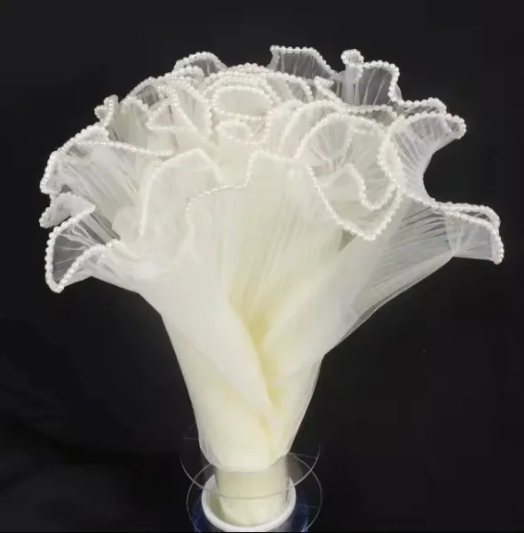 D22A(04) WAVE WRAPPING MESH WITH PEARL (1 Packet) Size 28cm x 2.5 Yards "BEIGE"