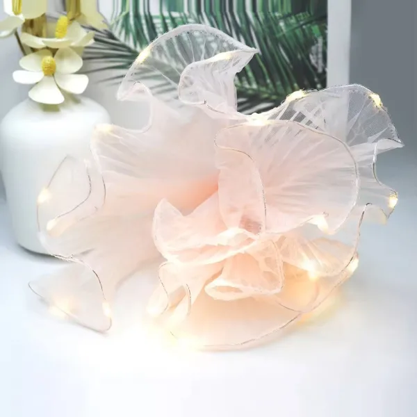 D23(02) WAVE WRAPPING MESH WITH LIGHT (1 Packet) Size 28cm x 2.5 Yards "PINK"