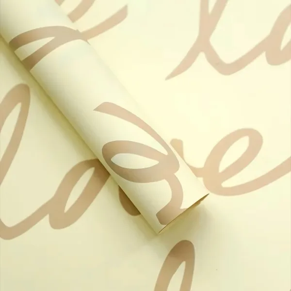 D25(03) Cursive Love Print Korean Sheet  "Beige" (20 Sheets) 58cm x 58cm